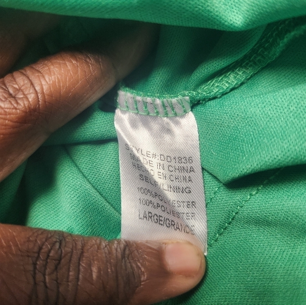 Lilly's Kloset Green Chiffon Temperament Low-cut Waist Dress Short Sleeve Sz. L - Picture 9 of 9